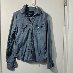 American Eagle Outfitters Light Blue Denim Shirt
